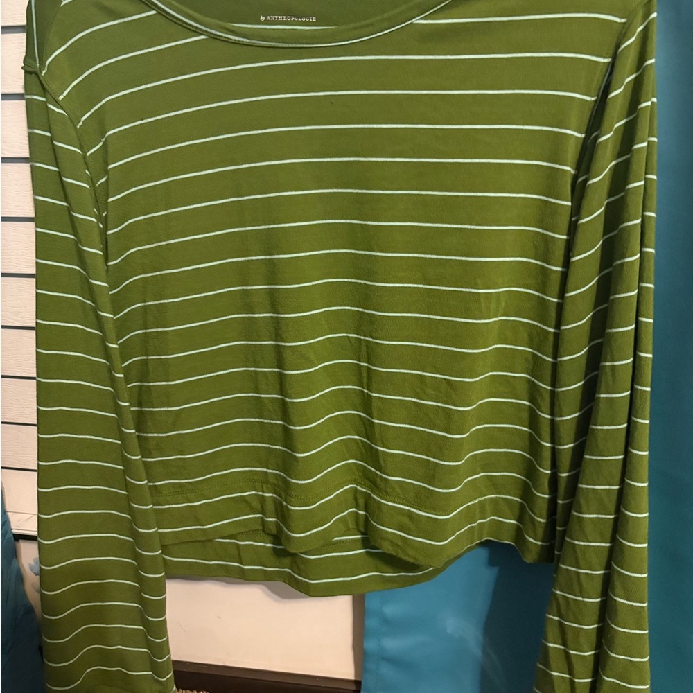 💕Anthropologie 💕 Olive Striped Long Sleeve Tee